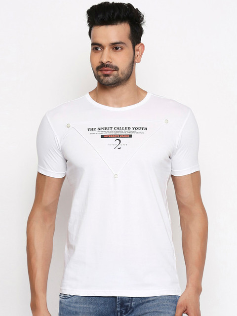 

Integriti Men White Printed Round Neck T-shirt