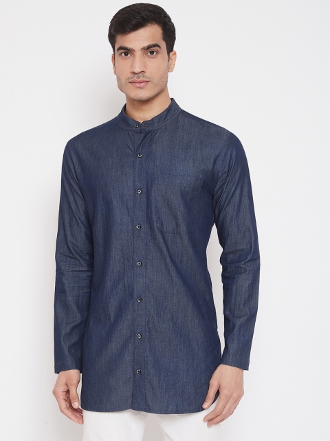 

Hypernation Men Navy Blue Regular Fit Solid Casual Shirt
