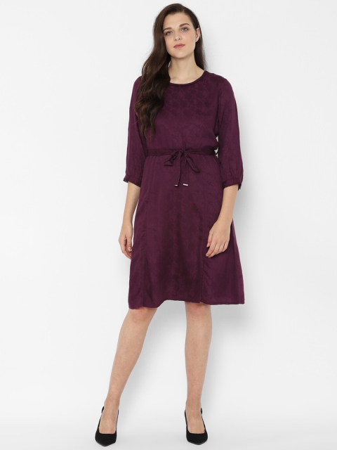

Allen Solly Woman Maroon Solid Fit and Flare Dress