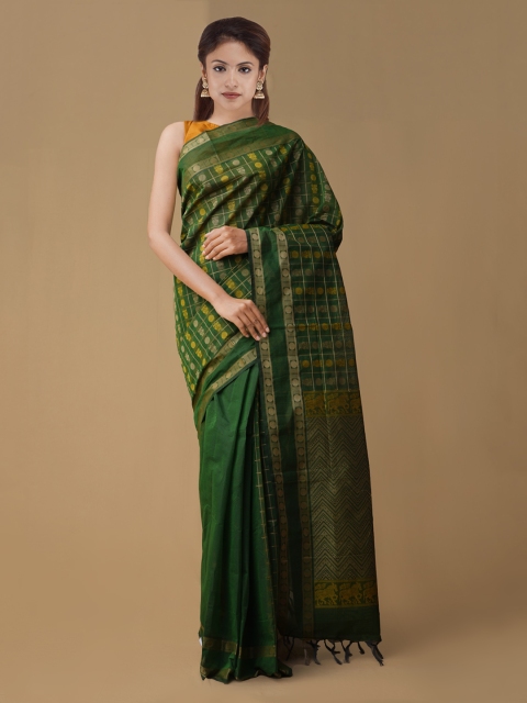 

Unnati Silks Green Silk Cotton Woven Design Mysore Silk Saree