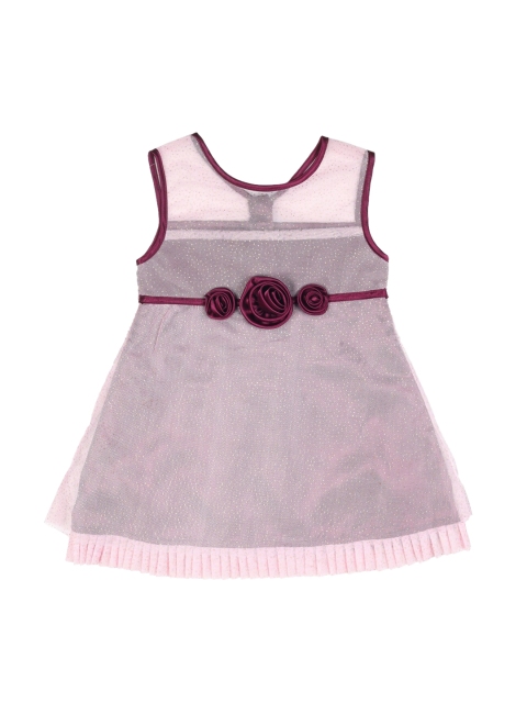 

YOUNG BIRDS Girls Purple Self Design A-Line Dress
