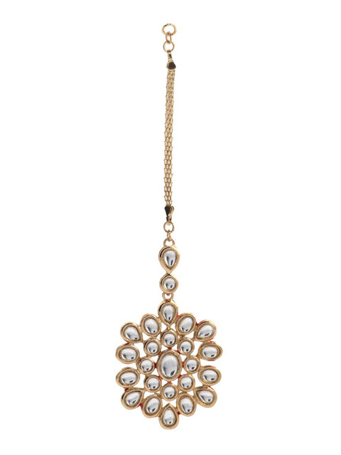 

Estele Gold-Plated White Kundan-Studded Handcrafted Maang Tika