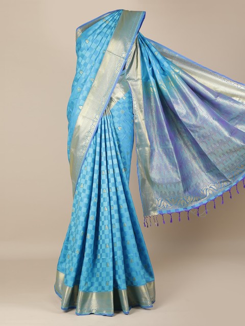 

Pothys Blue & Gold-Toned Art Silk Woven Design Saree