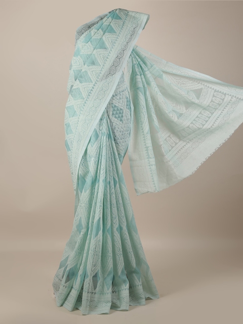 

Pothys Blue Printed Jute Silk Saree