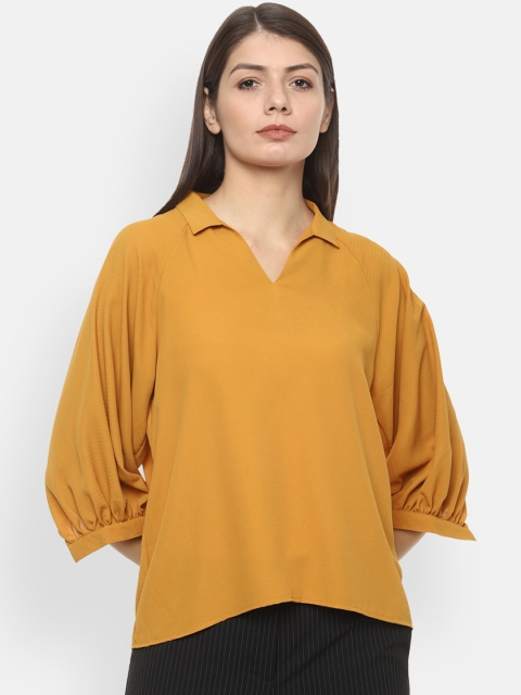 

Van Heusen Woman Women Mustard Yellow Solid Shirt Style Top