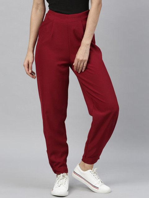 

RAREISM Women Maroon Regular Fit Solid Joggers