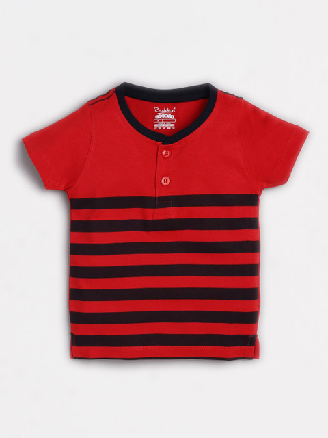 

Redden Boys Red Striped Henley Neck T-shirt