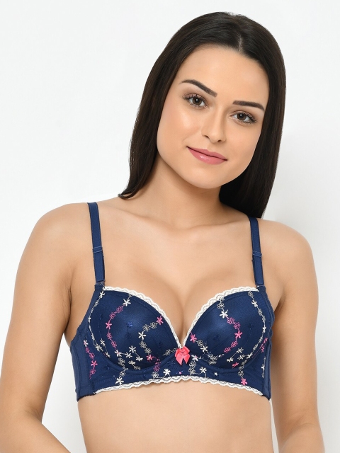 

Cosmo Lady Blue Lace Underwired Heavily Padded Push-Up Bra 066906