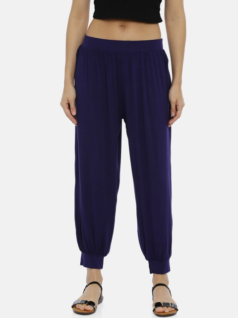 

Bitz Women Blue Solid Loose-Fit Harem Pants