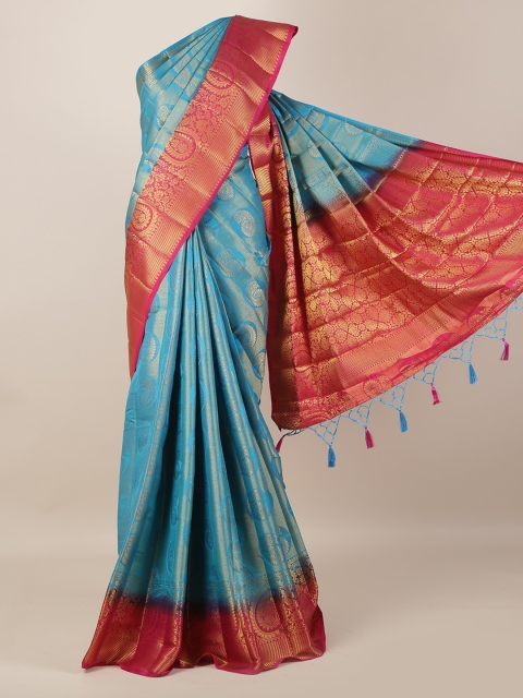 

Pothys Blue & Red Jute Silk Woven Design Saree