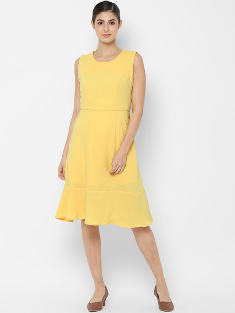 

Allen Solly Woman Yellow Solid Fit and Flare Dress