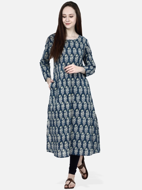 

Molcha Women Blue Printed Anarkali Kurta