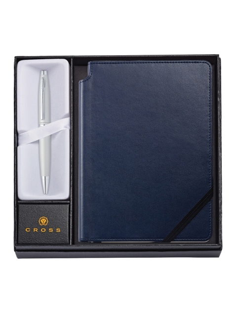 

Cross Blue Satin Chrome Ball Pen With Journal
