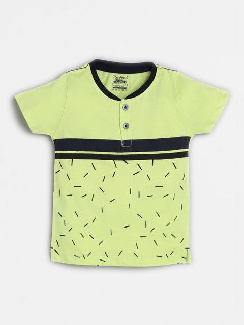 

Redden Boys Lime Green Striped Henley Neck T-shirt