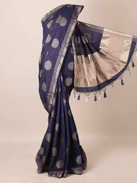 

Pothys Navy Blue Woven Design Jute Silk Saree