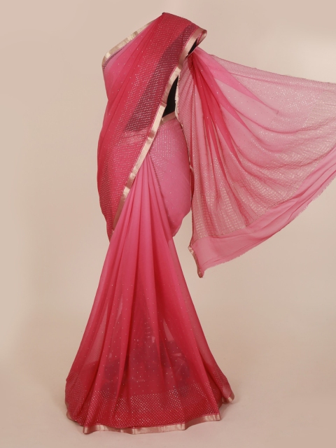 

Pothys Pink Embellished Pure Chiffon Saree