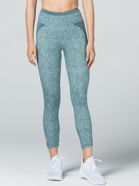 

Domyos By Decathlon Women Sea Green Self Design 7/8 Leggings 510