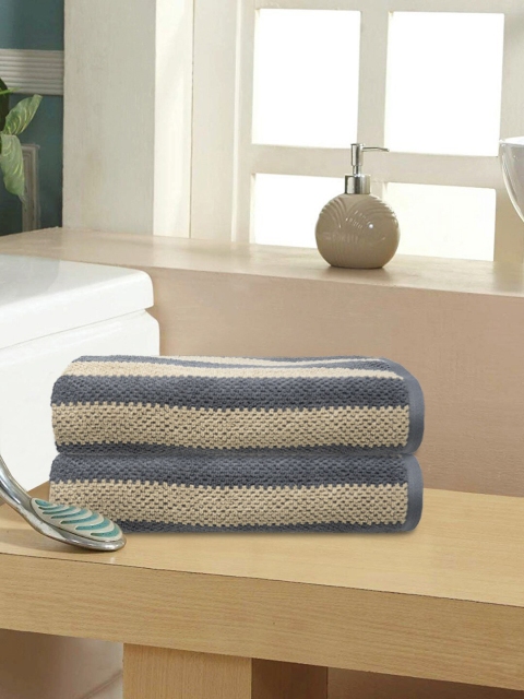 

Trident Set Of 2 Grey & Beige Striped 500 GSM Bath Towels