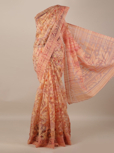 

Pothys Peach-Coloured Printed Saree