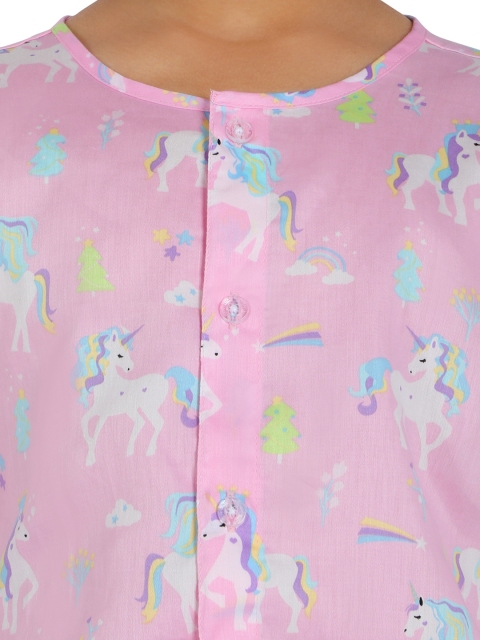 

Nigh Nigh Girls Pink & Blue Unicorn Print Sustainable Night Suit