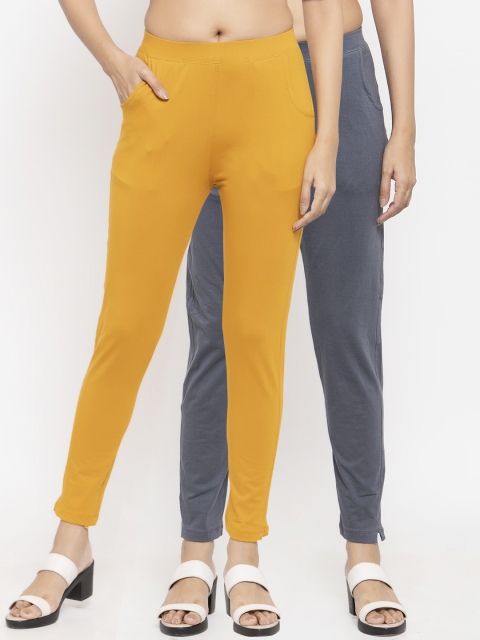 

NEUDIS Women Pack of 2 Solid Ankle Length Leggings, Grey
