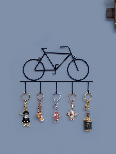 

Golden Peacock Black Cycle Style Iron Wall Hanging Key Holder