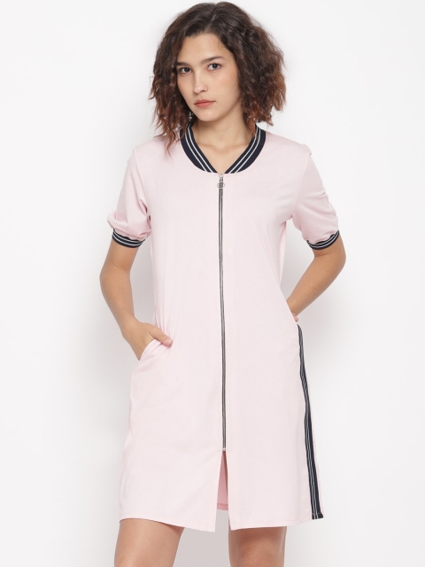 

LA LOFT Women Pink Solid Shirt Dress