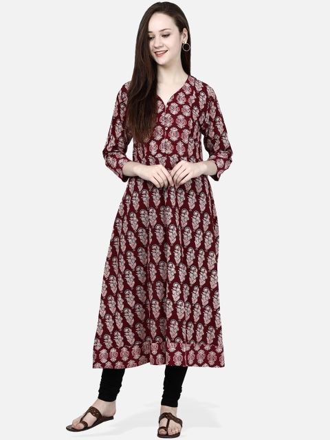 

Molcha Women Maroon & Multicoloured Printed Anarkali Kurta