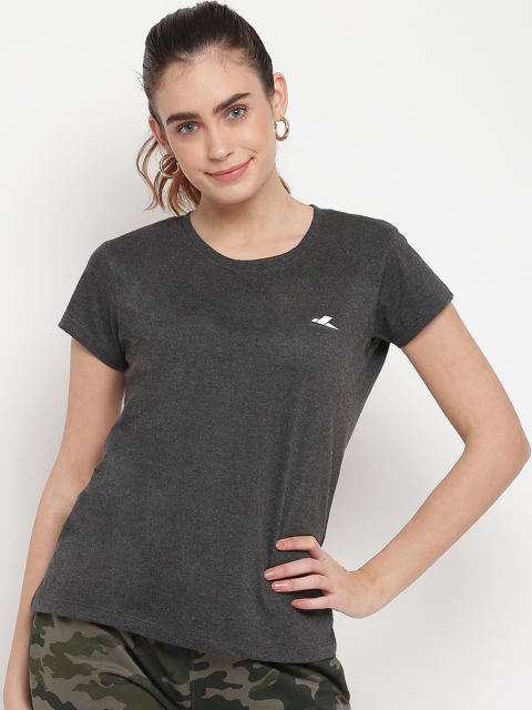 

SPARROWHAWK Women Charcoal Grey Solid Round Neck T-shirt