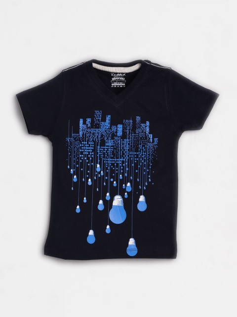 

Redden Boys Navy Blue Printed V-Neck T-shirt