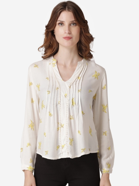 LABEL REGALIA Women White Printed Top