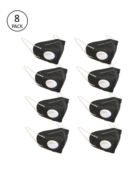 

OOMPH Unisex Black Pack Of 8 5-Ply Reusable Anti-Pollution KN95 Masks