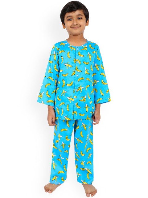 

Nigh Nigh Boys Blue Printed Sustainable Nightsuit