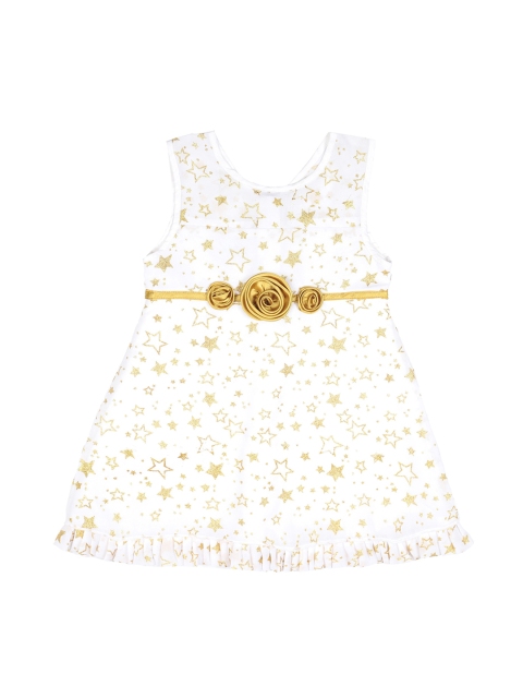

YOUNG BIRDS Girls Off-White Printed A-Line Dress