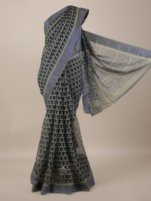 

Pothys Blue & Green Jute Silk Printed Saree