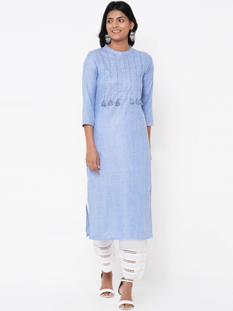 

FASHOR Women Blue Embellished Straight Kurta