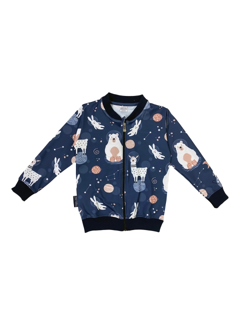 

Polka Tots Boys Navy Blue Printed Lightweight Bomber