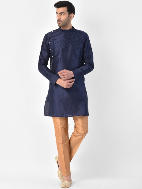 

SG LEMAN Men Navy Blue & Beige Solid Kurta with Trousers