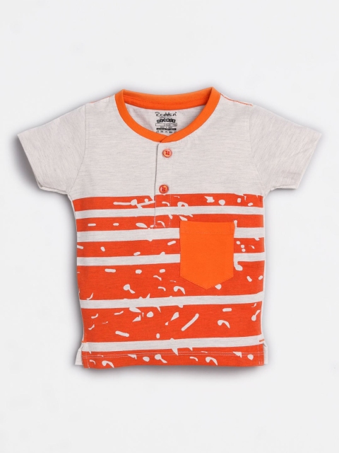 

Redden Boys Grey Striped Henley Neck T-shirt
