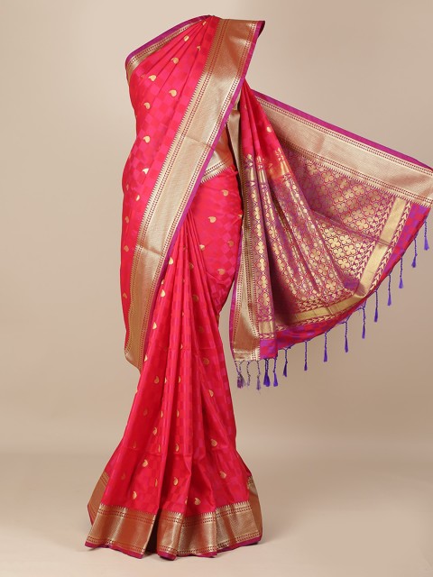 

Pothys Red & Gold-Toned Art Silk Printed Saree