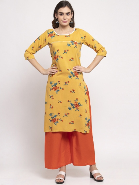 

NEUDIS Women Yellow & Orange Printed Kurta with Palazzos