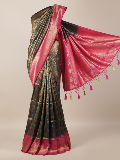 

Pothys Coffee Brown & Pink Jute Silk Woven Design Saree