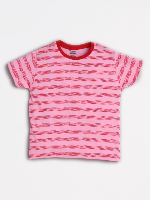 

Redden Boys Pink Striped Round Neck T-shirt