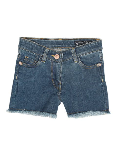

Allen Solly Junior Girls Blue Washed Regular Fit Denim Shorts