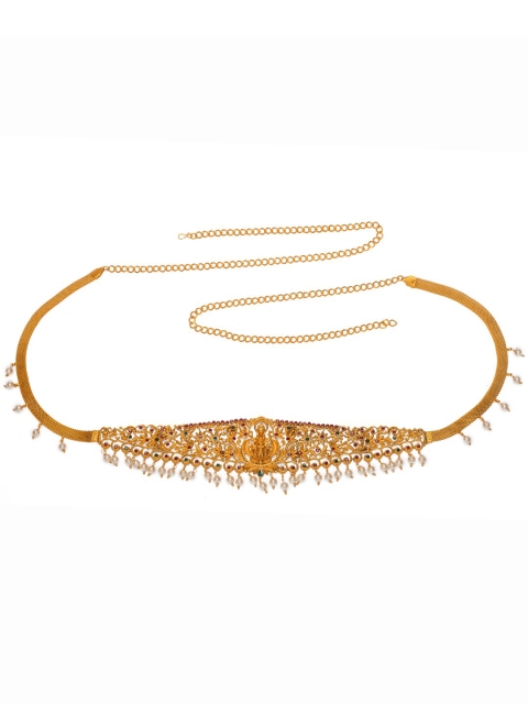 

Alankruthi Gold-Plated & Off-White Beaded Goddess Matte Kamarbandh