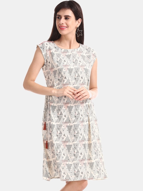 

Bronz Women Off-White Printed A-Line Dress