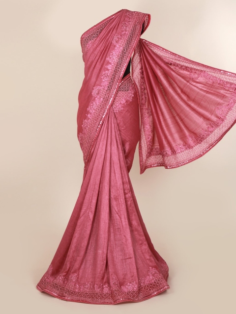 

Pothys Pink Solid Pure Georgette Saree