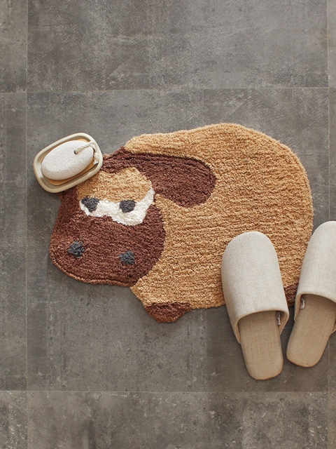 

House This Brown & Beige Printed Hippo Bath Rug