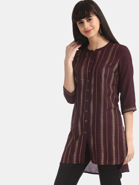 

Bronz Women Burgundy Printed Tunic