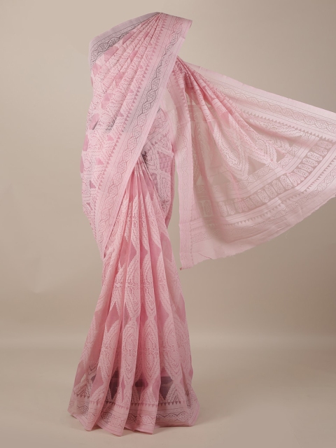 

Pothys Pink Printed Jute Silk Saree